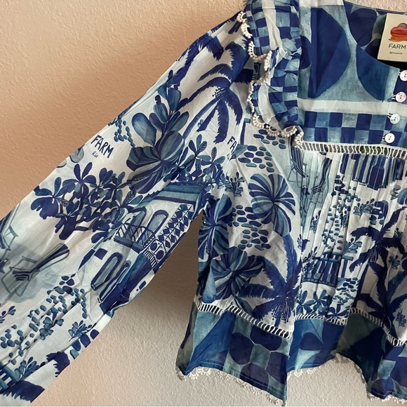 NWT FARM Rio Sweet Rio Long Sleeve Cotton Peasant Blouse - Picture 6 of 8